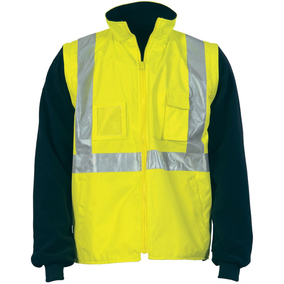 DNC HiVis Cross Back D/N “4 in 1” Zip Off Sleeve Reversible Vest (3994) Hi Vis Winter Vest DNC Workwear - Ace Workwear