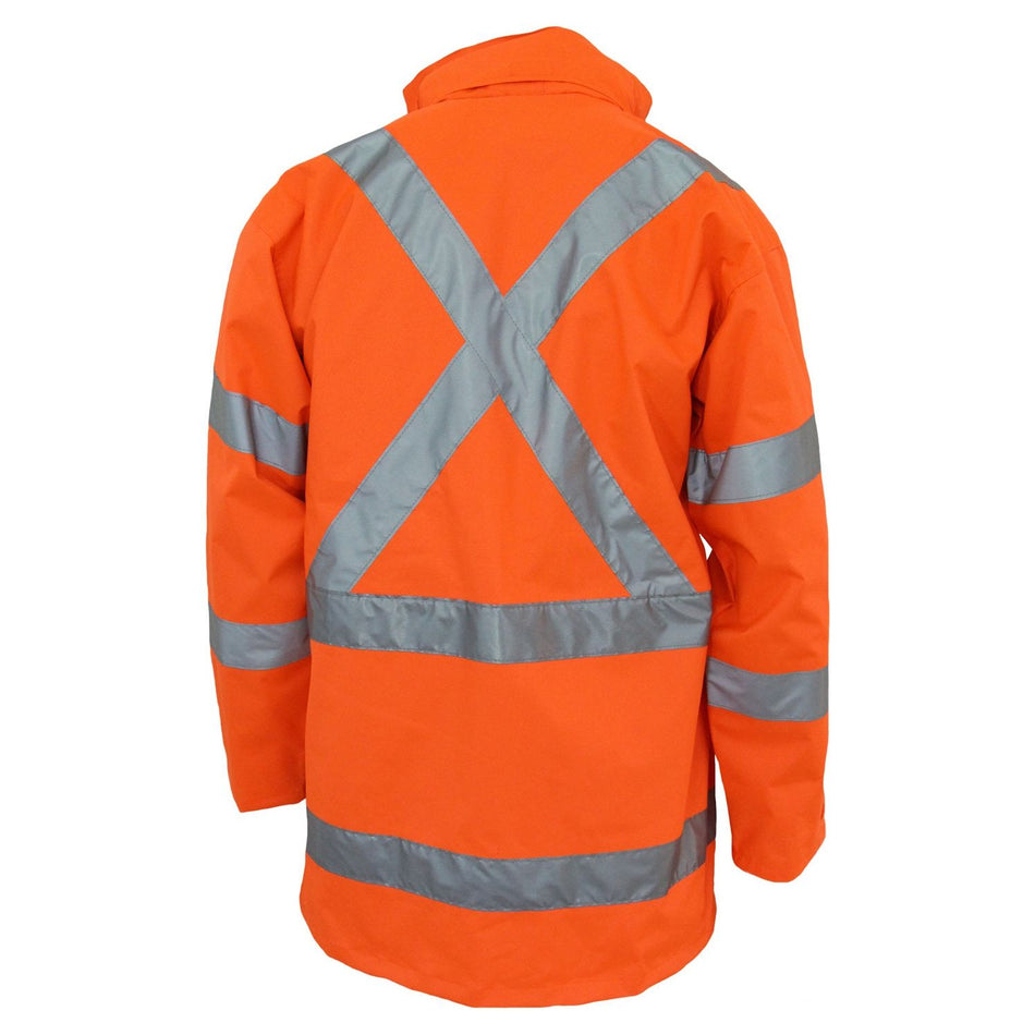 DNC HiVis "X" back "6 in 1" Rain jacket Biomotion tape (3797) Hi Vis Cold & Wet Wear Jackets & Pants DNC Workwear - Ace Workwear