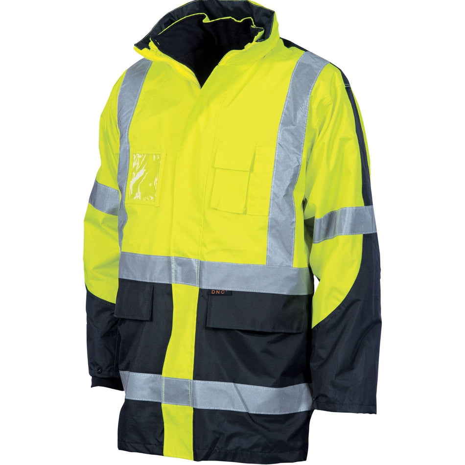 DNC HiVis Cross Back 2 Tone D/N “6 in 1” Contrast Jacket (3998) Hi Vis Cold & Wet Wear Jackets & Pants DNC Workwear - Ace Workwear