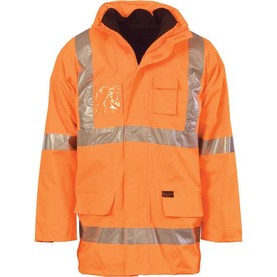 DNC Hi Vis Cross Back Day & Night “6 in 1” Rain Jacket (3999) Hi Vis Cold & Wet Wear Jackets & Pants DNC Workwear - Ace Workwear