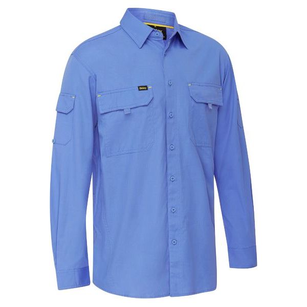 Bisley Mens X Airflow Ripstop Long Sleeve Work Shirt With Optional Roll Up Sleeve (BS6414) - Ace Workwear