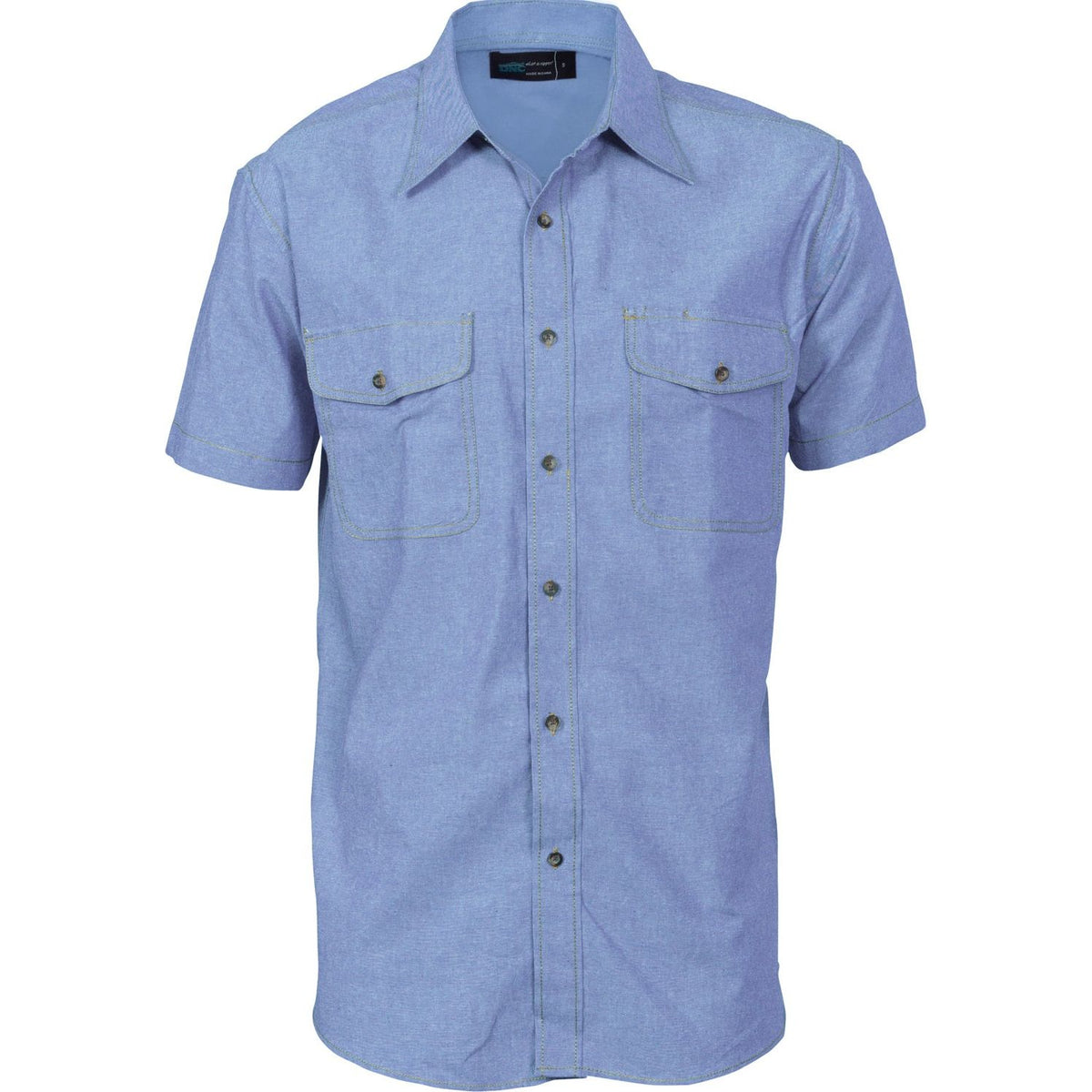 DNC Mens Twin Flap Pocket Cotton Chambray - Short Sleeve (4103) Industrial Shirts DNC Workwear - Ace Workwear