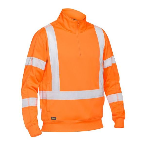 Bisley Stretch Reflective Taped X Back Hi Vis 1/4 Zip Pullover (BK6814XT)