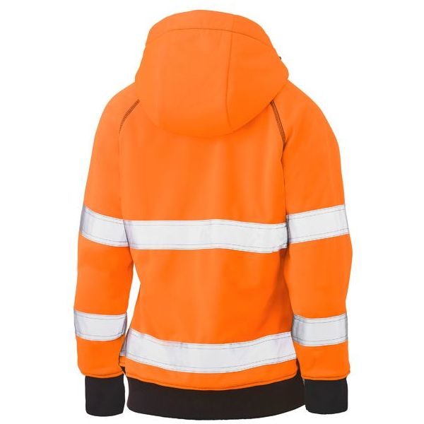 Bisley Womens Taped Hi Vis Asymmetric Zip Front Fleece Hoodie (BKL6819T) - Ace Workwear