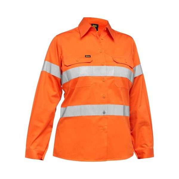 Bisley Womens Taped Hi Vis Cool Lightweight Drill Shirt (BL6897)