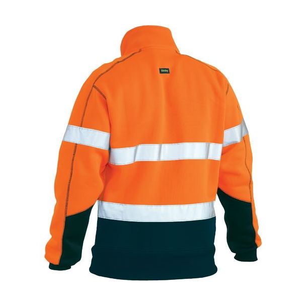 Bisley Taped Two Tone 1/4 Zip Hi Vis Fleece Pullover With Sherpa Lining (BK6987T) - Ace Workwear