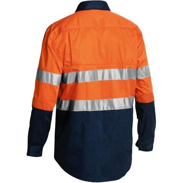 Bisley Two Hi Vis Cool Lightweight Closed Front Long Sleeve Shirt With Reflective Tape (BSC6896)