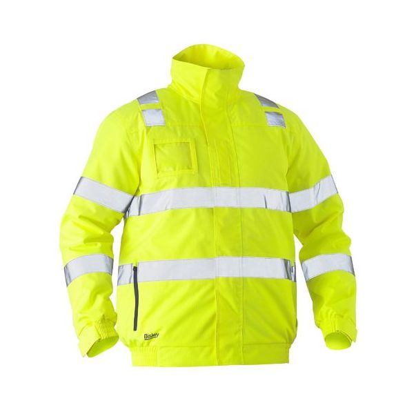 Bisley Taped Hi Vis Wet Weather Bomber Jacket With Radio Loop And ID Pocket (BJ6770T)