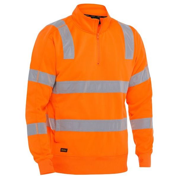 Bisley Taped Hi Vis 1/4 Zip Polyester Fleece Pullover (BK6814T)