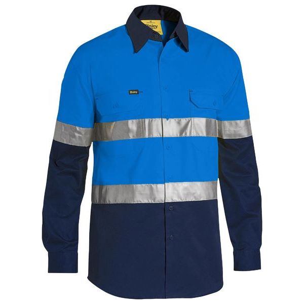 Bisley Taped Cool Long Sleeve Hi Vis Shirt (BS6696T) - Ace Workwear