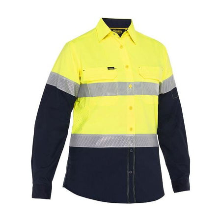 Bisley Womens X Airflow Hi Vis Taped Stretch Ripstop Shirt (BL6491T) - Ace Workwear