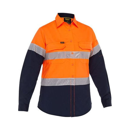 Bisley Womens X Airflow Hi Vis Taped Stretch Ripstop Shirt (BL6491T) - Ace Workwear