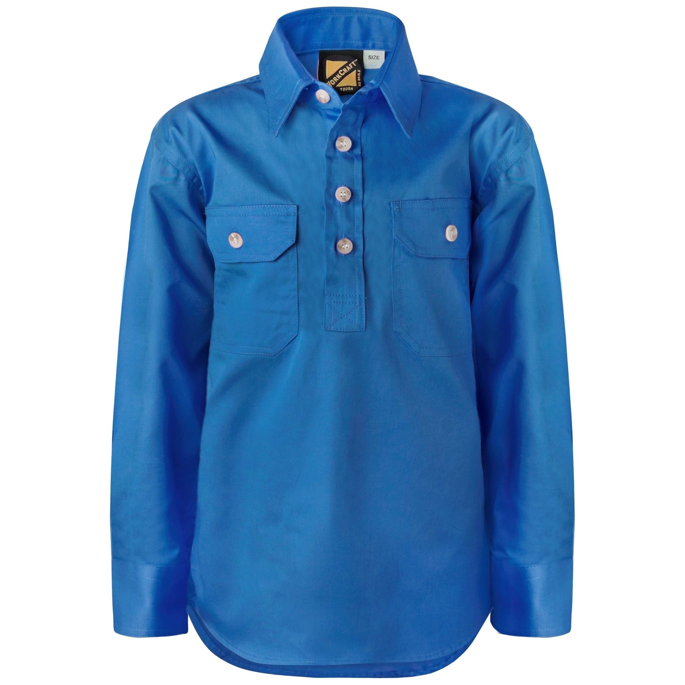 Workcraft Kids Lightweight Long Sleeve Closed Front Cotton Drill Shirt (WSK131) - Ace Workwear