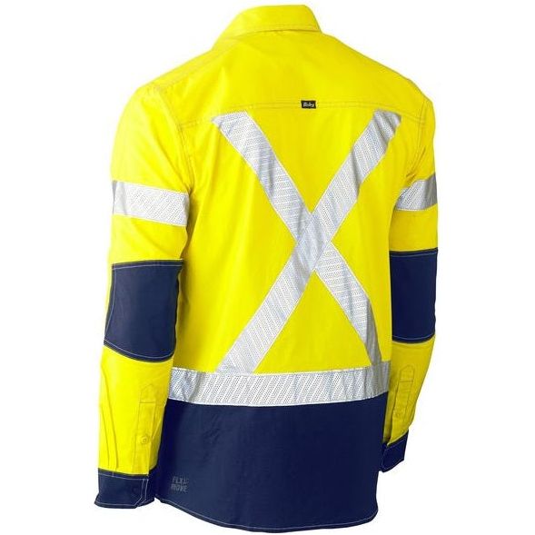 Bisley Flx And Move Two Tone Hi Vis Long Sleeve Stretch Utility Shirt (BS6177XT) - Ace Workwear