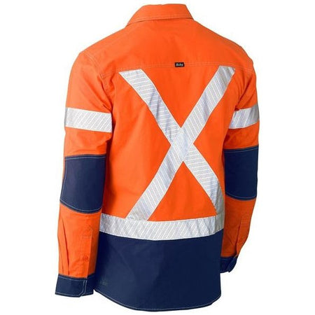 Bisley Flx And Move Two Tone Hi Vis Long Sleeve Stretch Utility Shirt (BS6177XT) - Ace Workwear