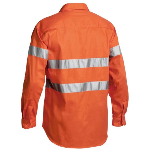 Bisley Hi Vis Reflective Tape Mens Drill Long Sleeve Shirt (BT6482) - Ace Workwear