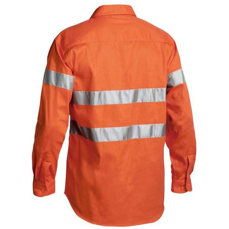 Bisley Hi Vis Reflective Tape Mens Drill Long Sleeve Shirt (BT6482) - Ace Workwear