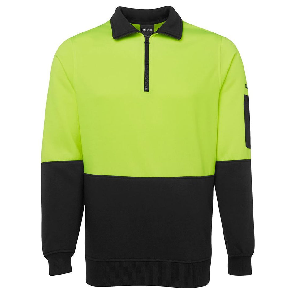 JB's Hi Vis 1/2 Zip Fleecy Sweat (6HVFH) Hi Vis Half Zip Jumpers JB's Wear - Ace Workwear