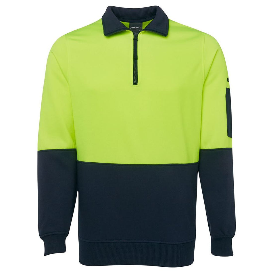 JB's Hi Vis 1/2 Zip Fleecy Sweat (6HVFH) Hi Vis Half Zip Jumpers JB's Wear - Ace Workwear