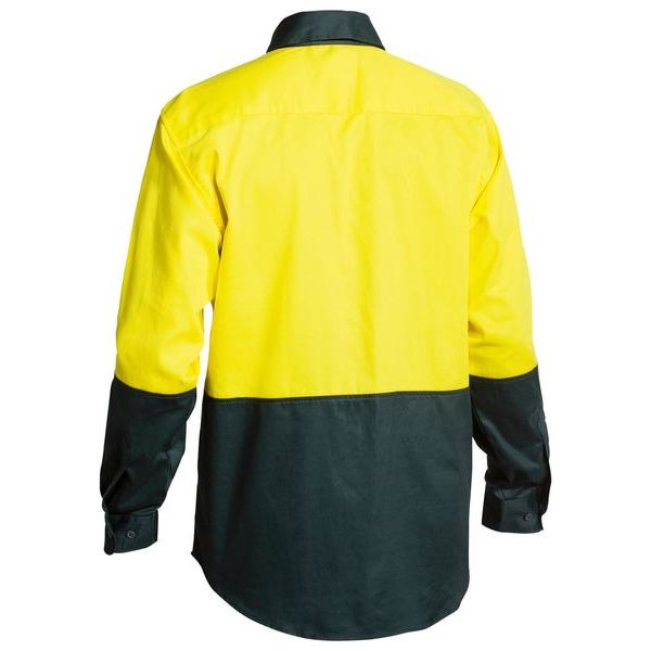 Bisley 2 Tone Hi Vis Drill Long Sleeve Shirt (BS6267) - Ace Workwear