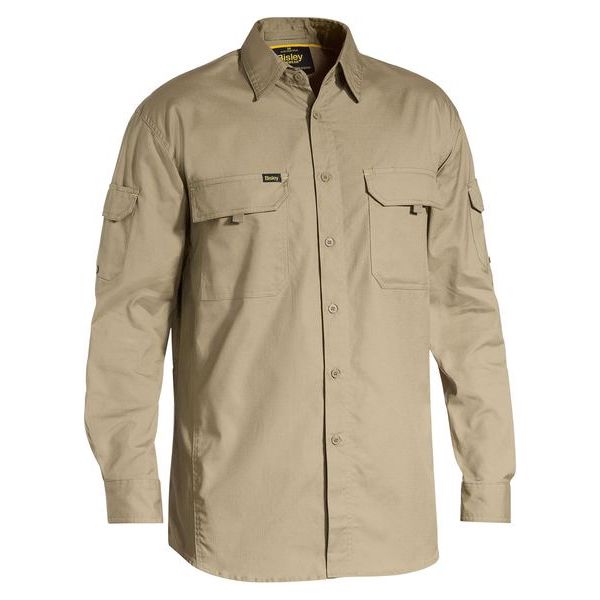 Bisley Mens X Airflow Ripstop Long Sleeve Work Shirt With Optional Roll Up Sleeve (BS6414)