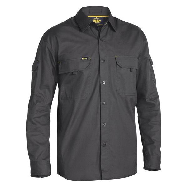 Bisley Mens X Airflow Ripstop Long Sleeve Work Shirt With Optional Roll Up Sleeve (BS6414) - Ace Workwear