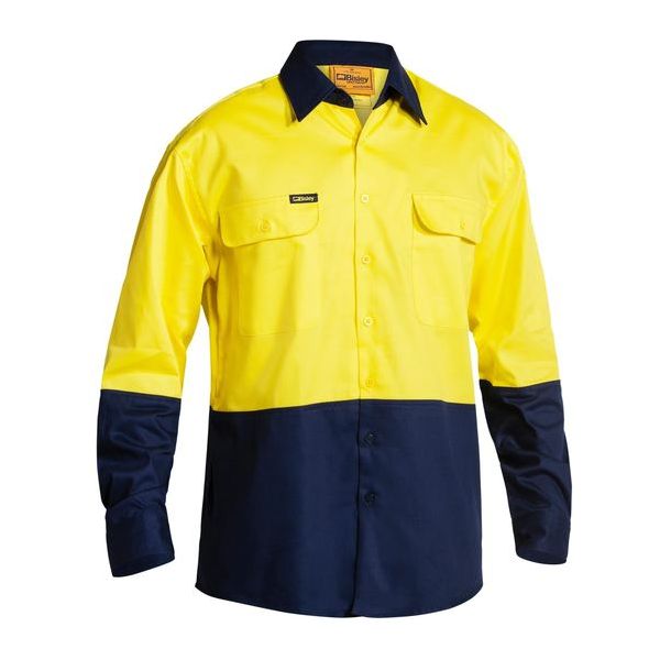 Bisley 2 Tone Hi Vis Drill Long Sleeve Shirt (BS6267) - Ace Workwear