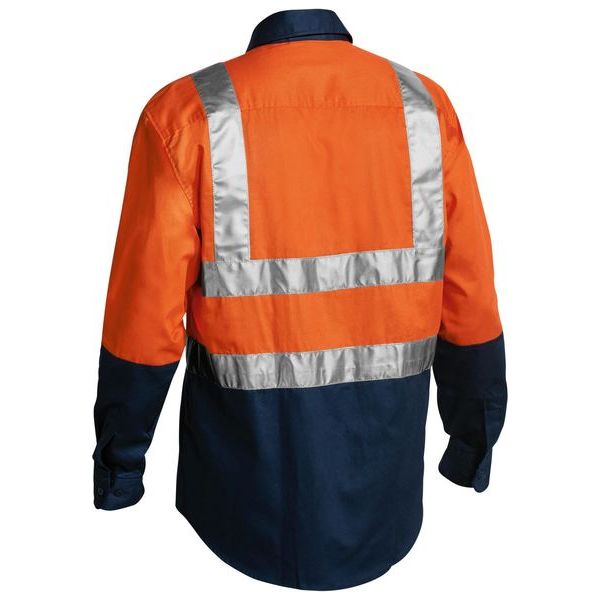 Bisley Two Tone Hi Vis Long Sleeve Drill Shirt 3M Reflective Tape (BS6267T)