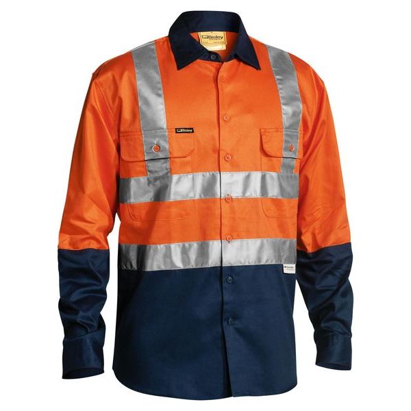 Bisley Two Tone Hi Vis Long Sleeve Drill Shirt 3M Reflective Tape (BS6267T)