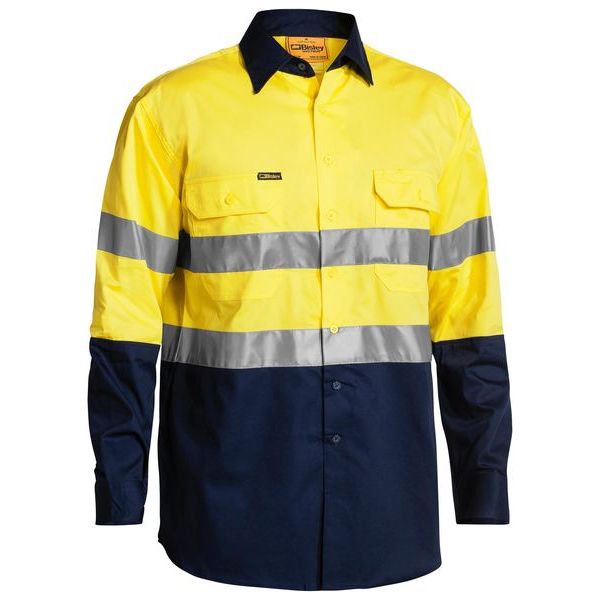 Bisley Two Tone Hi Vis Lightweight Gusset Cuff Shirt With Reflective Tape (BS6896) - Ace Workwear