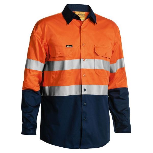 Bisley Two Tone Hi Vis Lightweight Gusset Cuff Shirt With Reflective Tape (BS6896) - Ace Workwear