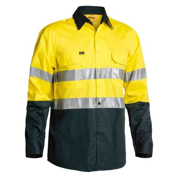 Bisley Two Tone Hi Vis Lightweight Gusset Cuff Shirt With Reflective Tape (BS6896) - Ace Workwear