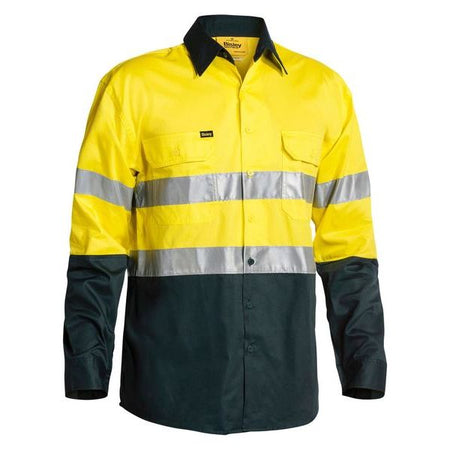 Bisley Two Tone Hi Vis Lightweight Gusset Cuff Shirt With Reflective Tape (BS6896) - Ace Workwear