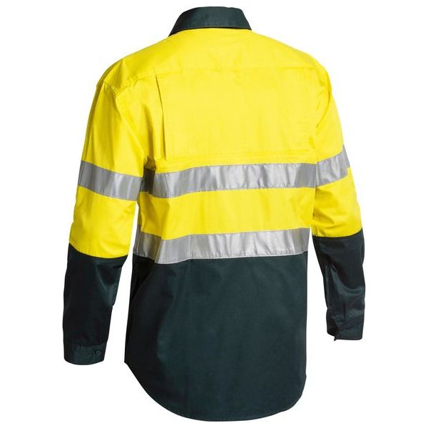 Bisley Two Tone Hi Vis Lightweight Gusset Cuff Shirt With Reflective Tape (BS6896) - Ace Workwear