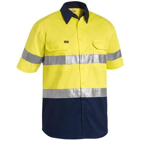 Bisley Short Sleeve Two Tone Hi Vis Lightweight Taped Shirt (BS1896) - Ace Workwear