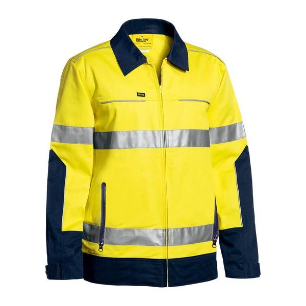 Bisley Taped Two Tone Hi Vis Liquid Repellent Cotton Drill Jacket (BJ6917T)