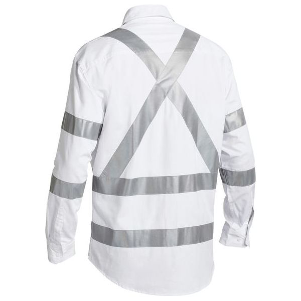 Bisley X Tape Configuration Long Sleeve White Drill Shirt (BS6807T) - Ace Workwear