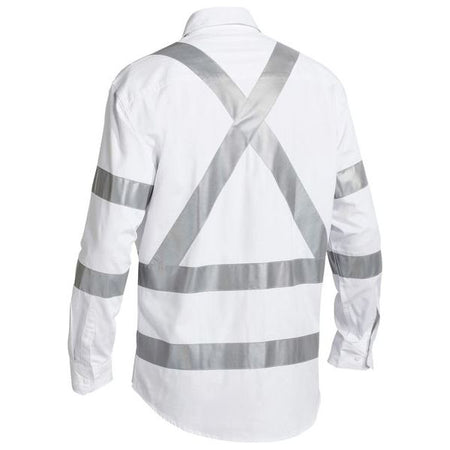 Bisley X Tape Configuration Long Sleeve White Drill Shirt (BS6807T) - Ace Workwear