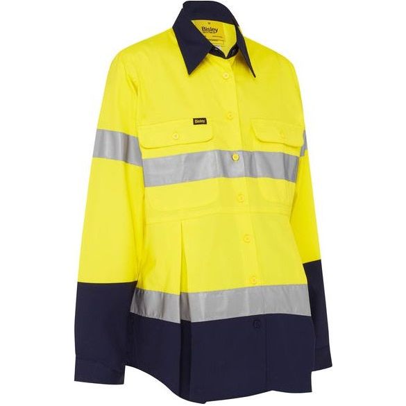 Bisley Taped Two Tone Hi Vis Drill Long Sleeve Maternity Shirt (BLM6456T) - Ace Workwear