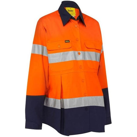 Bisley Taped Two Tone Hi Vis Drill Long Sleeve Maternity Shirt (BLM6456T) - Ace Workwear