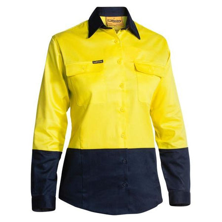 Bisley Womens 2 Tone Hi Vis Drill Long Sleeve Shirt (BL6267) - Ace Workwear