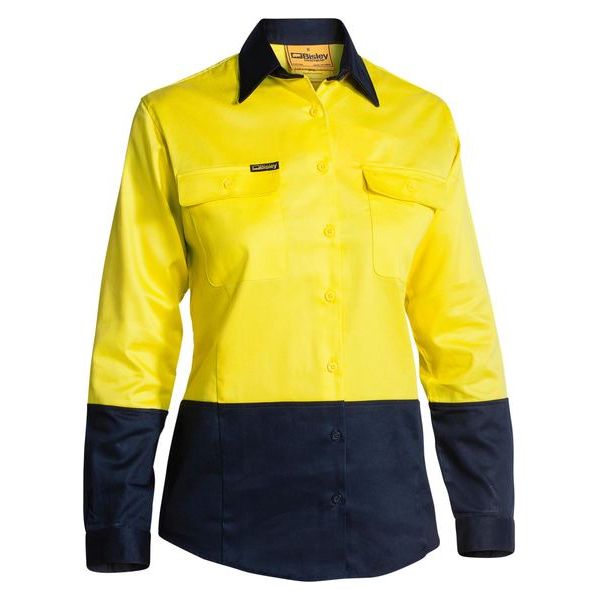 Bisley Womens 2 Tone Hi Vis Drill Long Sleeve Shirt (BL6267)