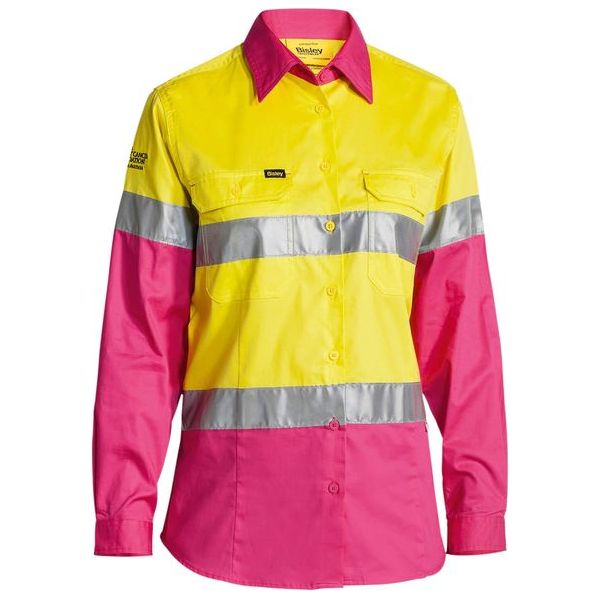 Bisley Womens Hi Vis Taped Cool Long Sleeve Hi Vis Shirt (BL6696T) - Ace Workwear