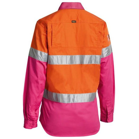 Bisley Womens Hi Vis Taped Cool Long Sleeve Hi Vis Shirt (BL6696T) - Ace Workwear