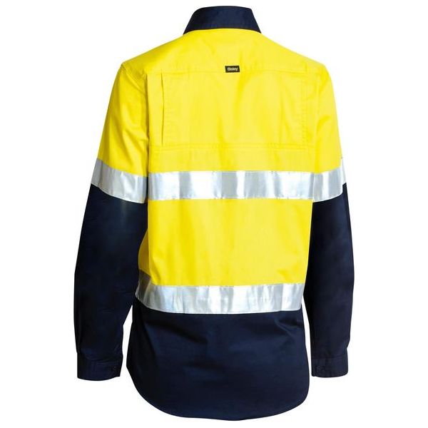 Bisley Two Tone Hi Vis Gusset Cuff Womens Shirt Reflective Tape (BL6896)