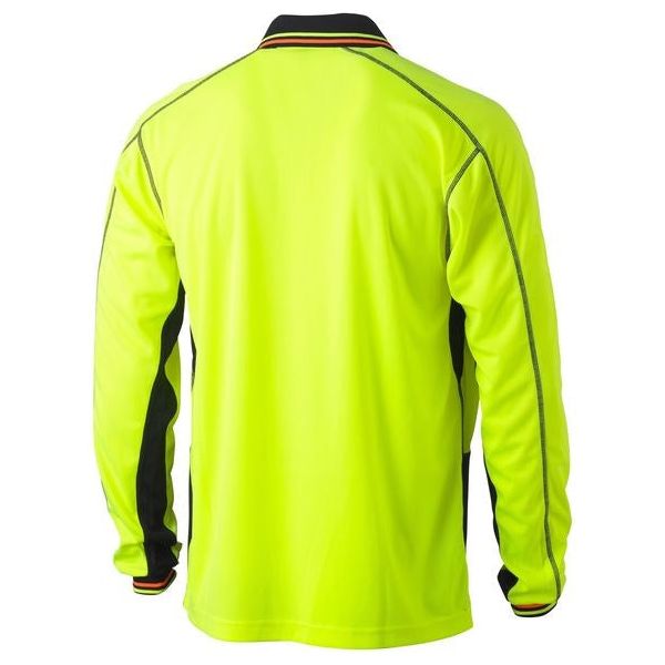 Bisley Two Tone Hi Vis Polyester Mesh Long Sleeve Polo Shirt (BK6219) - Ace Workwear