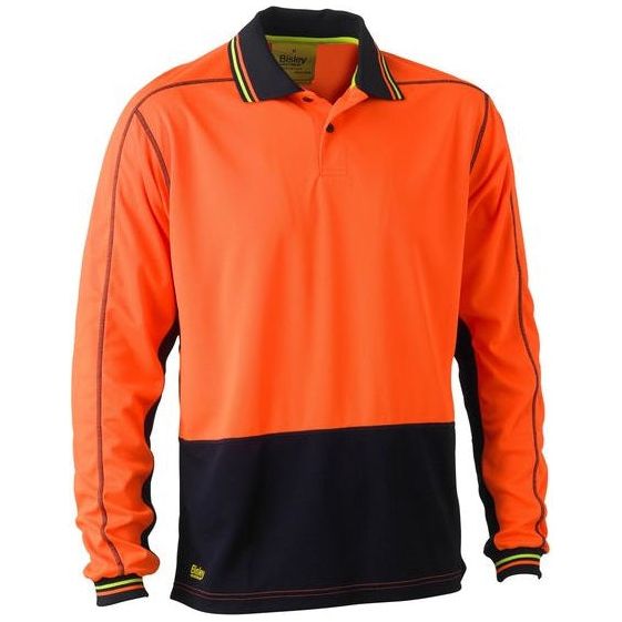 Bisley Two Tone Hi Vis Polyester Mesh Long Sleeve Polo Shirt (BK6219) - Ace Workwear