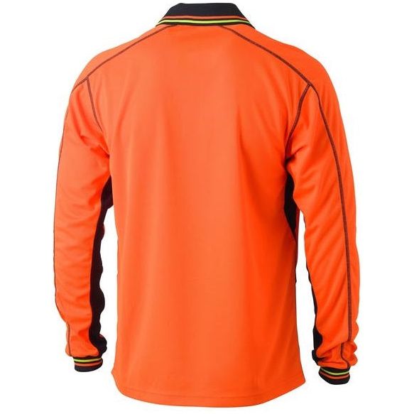 Bisley Two Tone Hi Vis Polyester Mesh Long Sleeve Polo Shirt (BK6219) - Ace Workwear