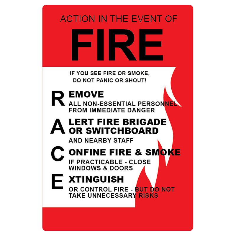 Action in the Event Of Fire (Large) 220mm x 320mm (Pack of 10) Fire Safety Sign, signprice FFA - Ace Workwear