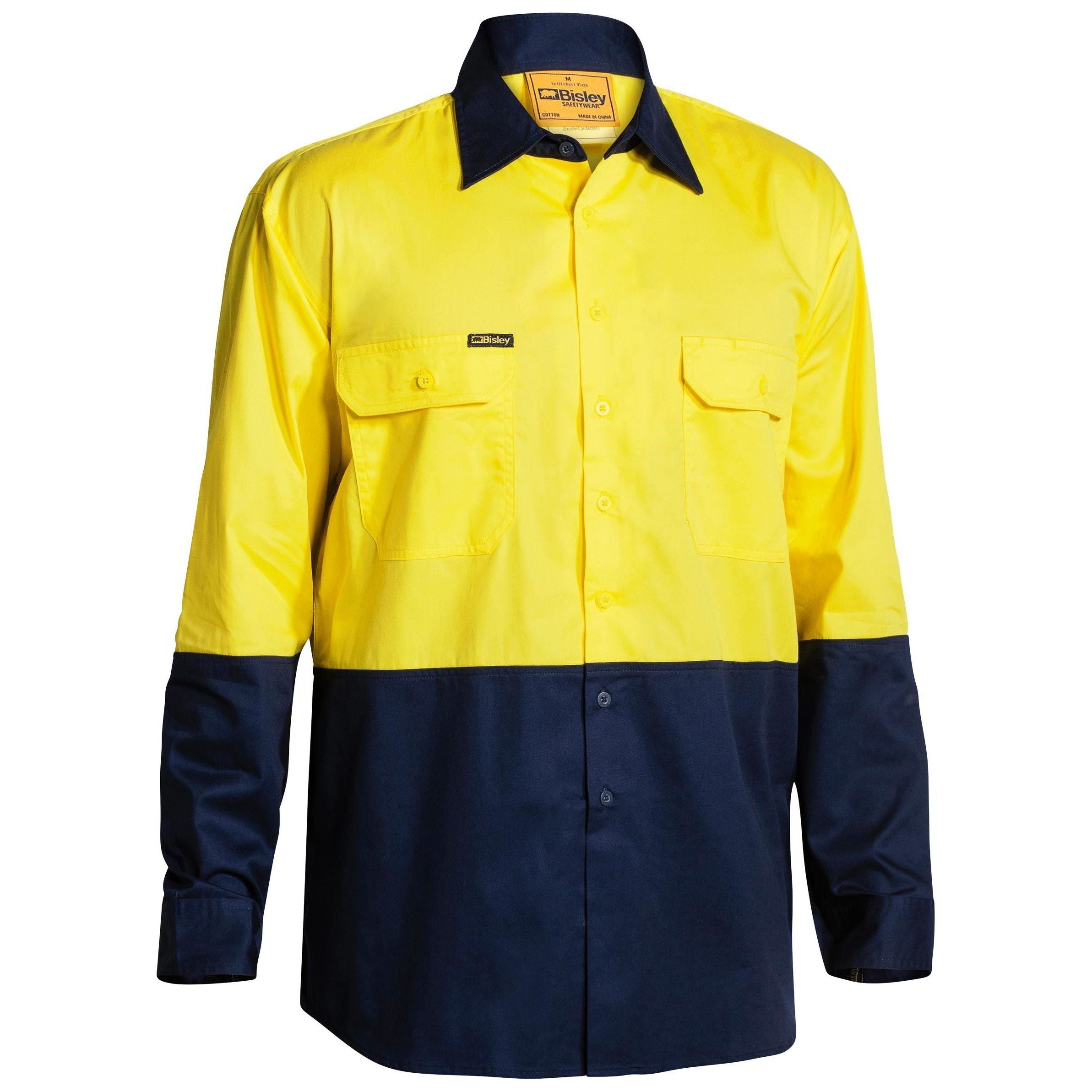 Bisley Two Tone Hi Vis Cool Lightweight Mesh Ventilated Long Sleeve Drill Shirt (BS6895) - Ace Workwear